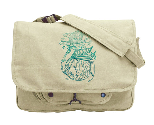 Maiden of the Ocean Embroidered Embroidered Canvas Messenger Bag