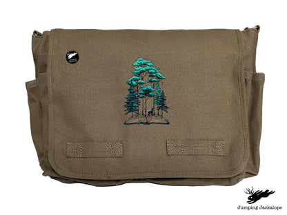 Woodland Storytime Book Embroidered Classic Canvas Messenger Bag