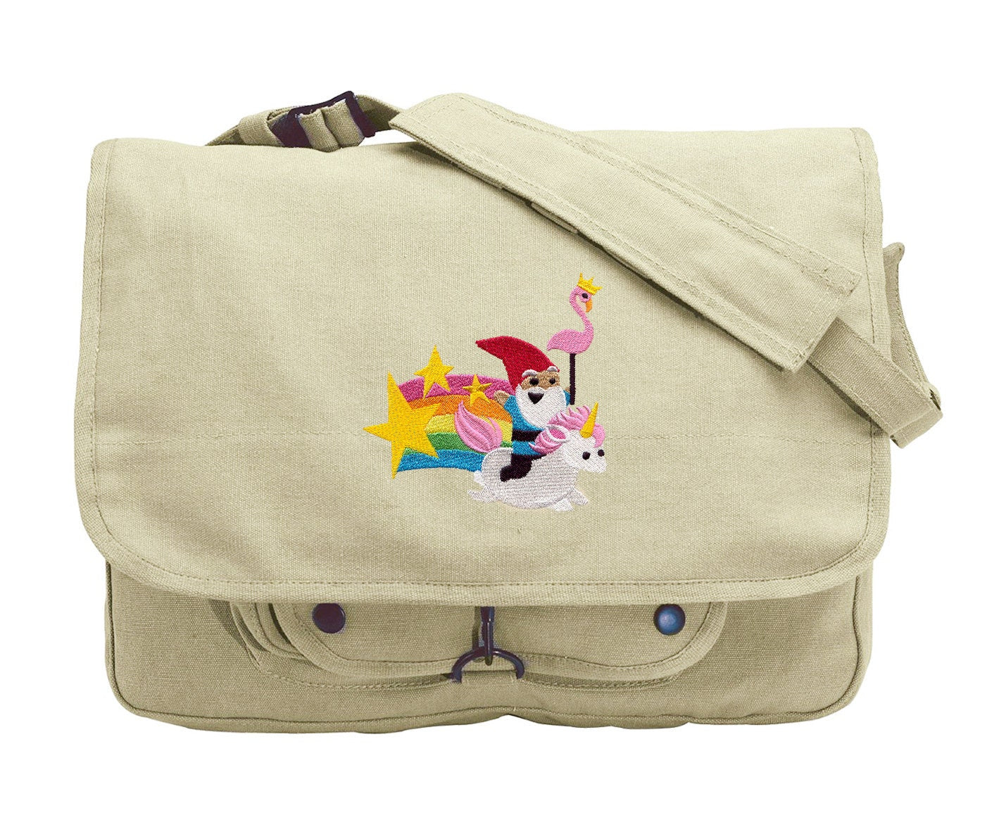 Magical Ride Embroidered Canvas Messenger Bag
