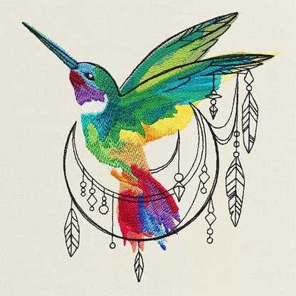 Bohemian Hummingbird Embroidered Canvas Field Bag