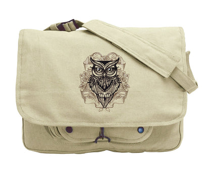 Owl You Need Embroidered Canvas Messenger Bag