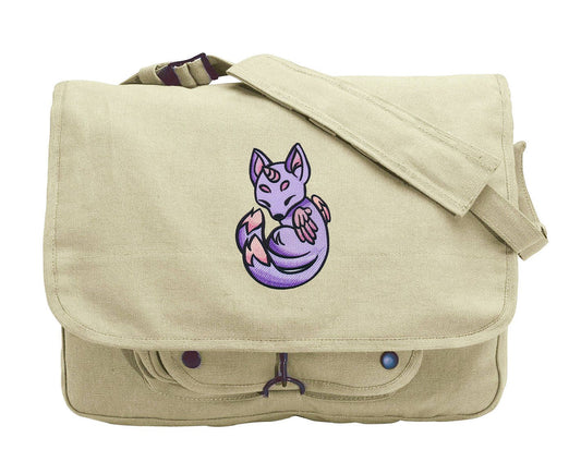 Charmed Creatures - Fox Embroidered Canvas Messenger Bag