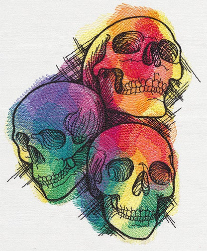 Rainbow Skull Trio Embroidered Canvas Messenger Bag