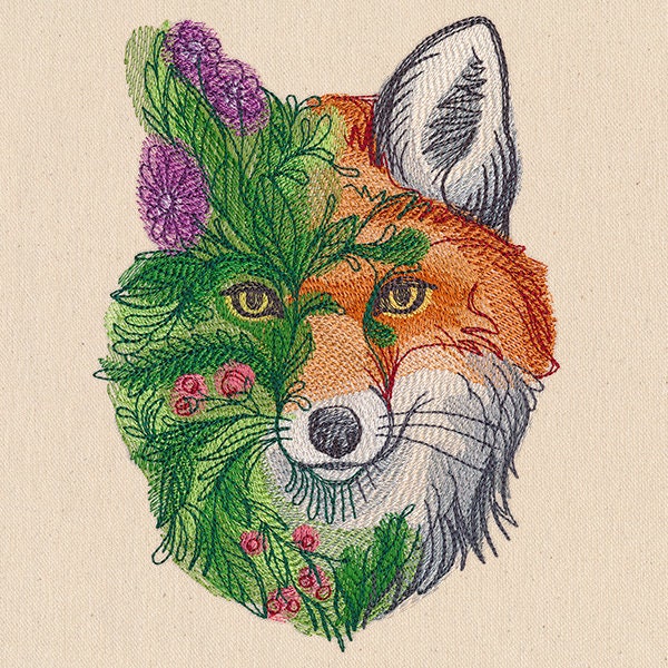 Fox in Flowers Embroidered Canvas Messenger Bag