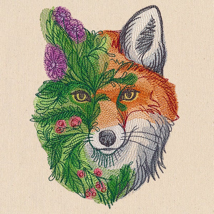 Fox in Flowers Embroidered Canvas Messenger Bag