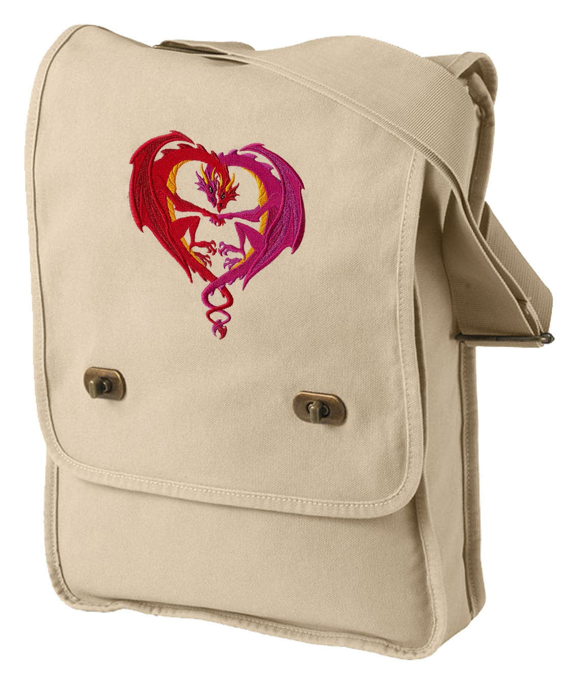 Dragon Love Embroidered Canvas Field Bag