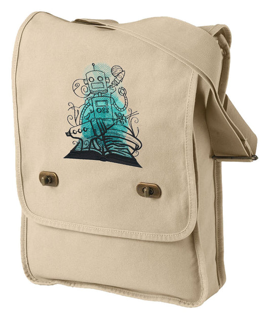 Literary Magic - Science Fiction - Robots, Space Embroidered Canvas Field Bag