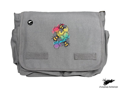 Rainbows & Bees Embroidered Messenger Bag