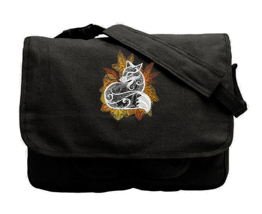 Fox Bag, Autumn Vixen Embroidered Canvas Messenger Bag