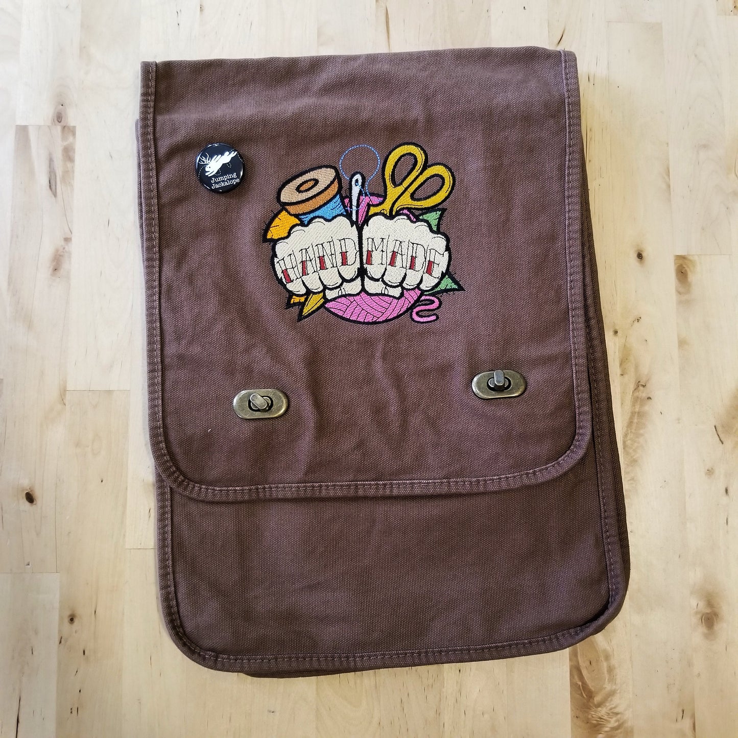 Handmade Tattoo Embroidered Canvas Field Bag