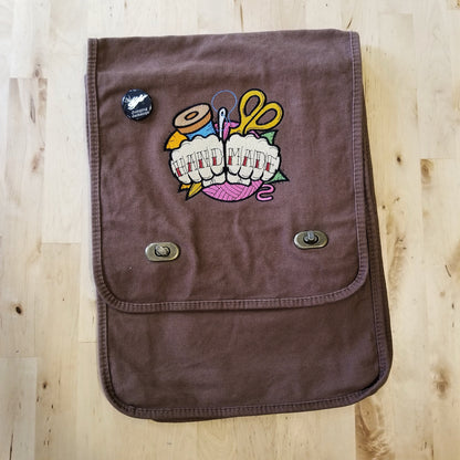 Handmade Tattoo Embroidered Canvas Field Bag