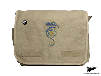 From the Sun to the Moon Celestial Dragon Embroidered Classic Canvas Messenger Bag