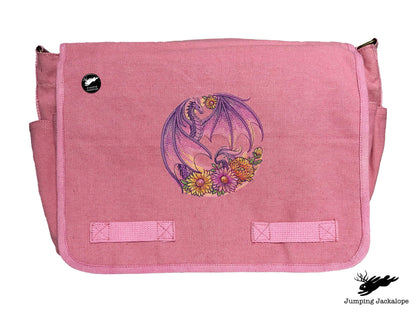 Autumn Flight of Flowers Dragon Wreath Embroidered Classic Canvas Messenger Bag