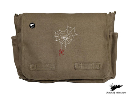 Web of Love Design Embroidered Classic Canvas Messenger Bag
