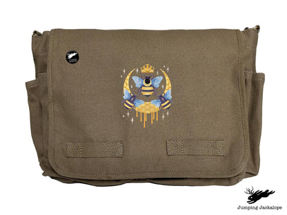 Queen Beehive Embroidered Messenger Bag