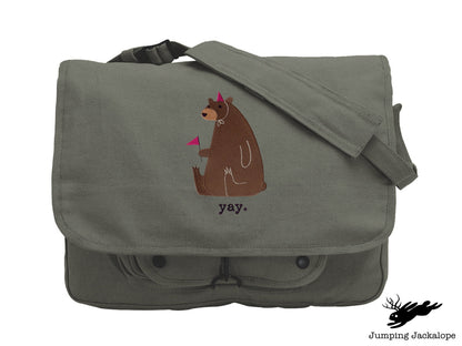 Party Bear Embroidered Canvas Messenger Bag