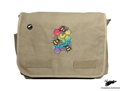 Rainbows & Bees Embroidered Messenger Bag