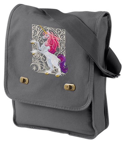 Unicorn Nouveau Embroidered Canvas Field Bag