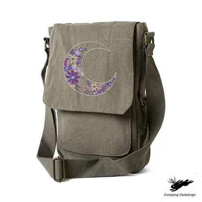 Lunar Bloom Tech Bag Embroidered Canvas Tech