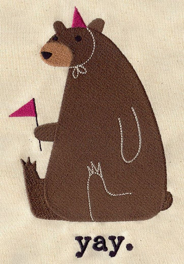 Bear Bag, Bear Canvas Bag, Bear Messenger Bag, Party Bear Embroidered Canvas Field Bag