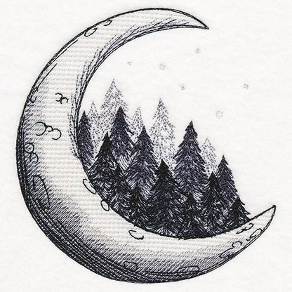Wild Forest Moon Embroidered Canvas Messenger Bag, Moon Embroidered Canvas Messenger Bag, Moon eclipse messenger bag