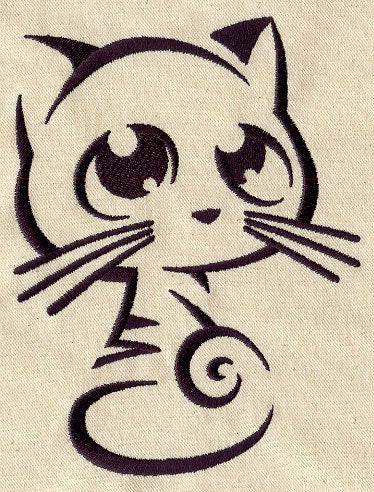 Curiosity Kitty Embroidered Canvas Field Bag