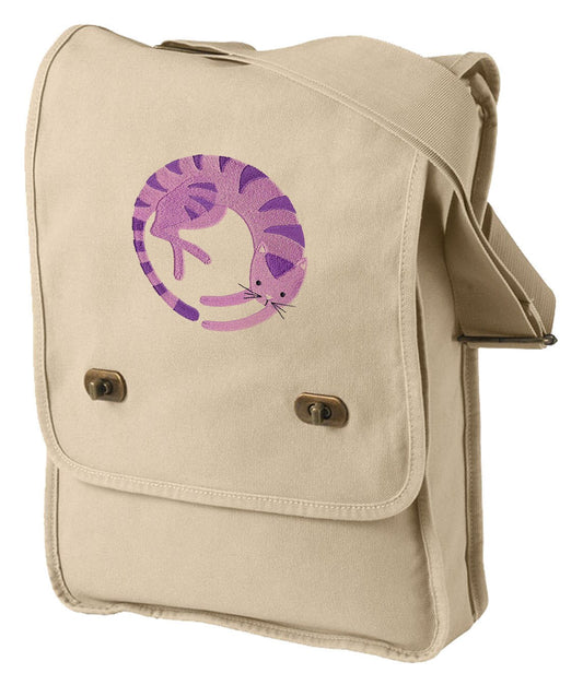 Perfect Circle Kitty Embroidered Canvas Field Bag