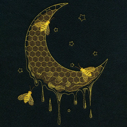 Buzzing Under the Moonlight, Bee Messenger Bag, Honeybee Embroidered Canvas Messenger Bag, Moon Bag, Honeybee Moon Bag