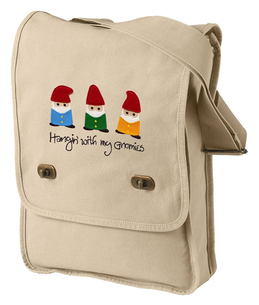 Hanging With my Gnomies Embroidered/Appliqued Canvas Field Bag