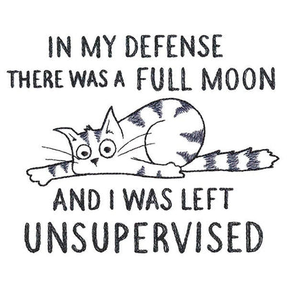 Unsupervised Cat Embroidered Canvas Messenger Bag,  Cat Bag, Funny Cat Bag