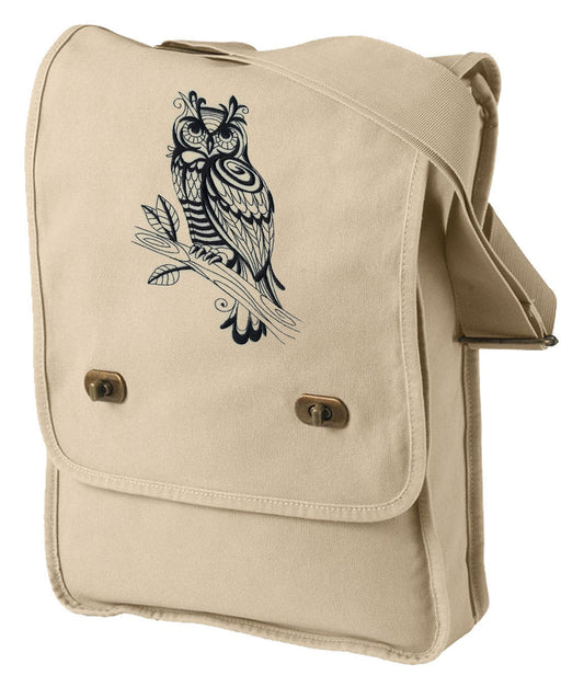 Sage Owl Embroidered Canvas Field Bag