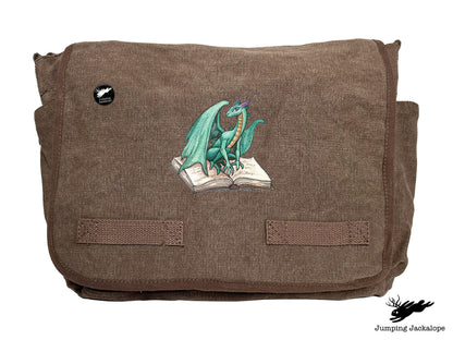 Novel Fantasy Dragon Embroidered Classic Canvas Messenger Bag