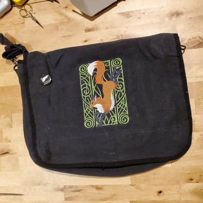Fox Nouveau Embroidered Canvas Messenger Bag