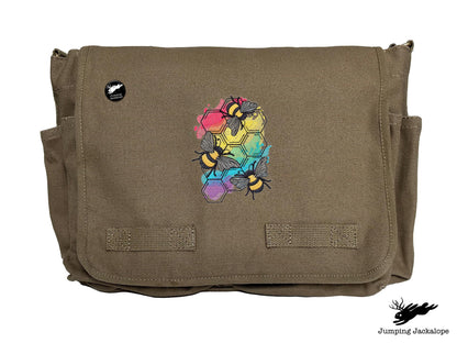 Rainbows & Bees Embroidered Messenger Bag
