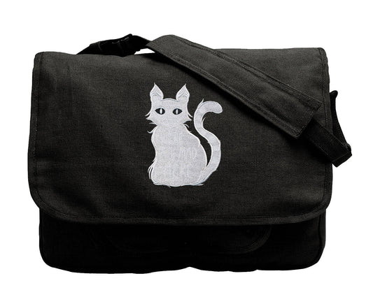 Cheshire Surprise Embroidered Canvas Messenger Bag, We're All Mad Here Messenger Bag, Alice in Wonderland Bag