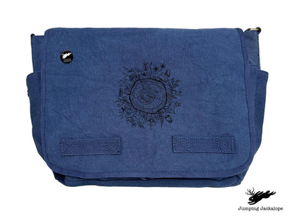Botanical Tree Rings Design Embroidered Classic Canvas Messenger Bag