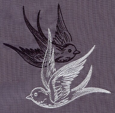 Light and Shadow Swallows Embroidered Canvas Field Bag