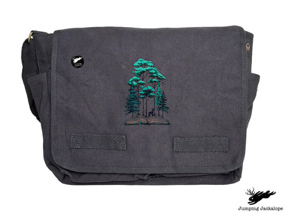 Woodland Storytime Book Embroidered Classic Canvas Messenger Bag