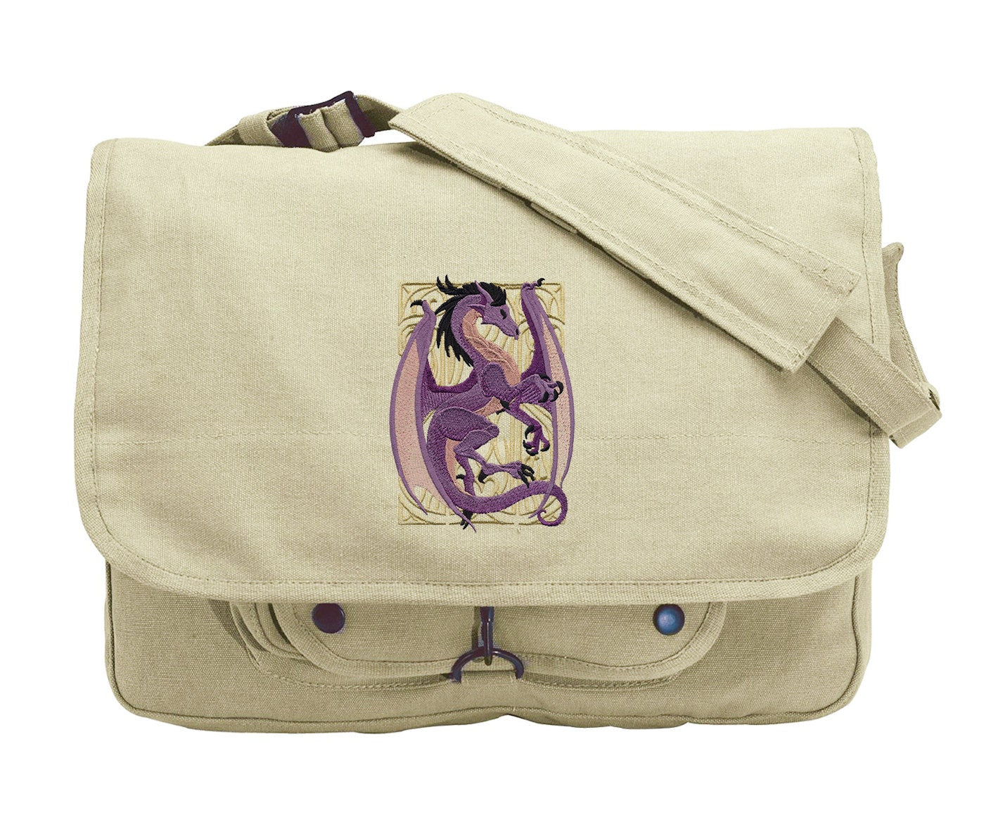 Dragon Nouveau Embroidered Canvas Messenger Bag