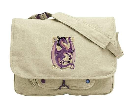Dragon Nouveau Embroidered Canvas Messenger Bag