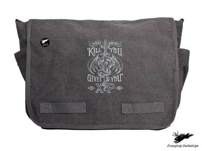 What Doesn't Kill You Gives You XP Embroidered Classic Canvas Messenger Bag