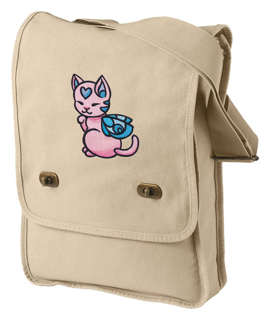 Charmed Creatures - Kitten Cat Embroidered Canvas Field Bag