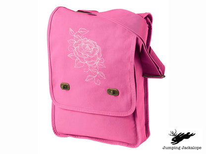 Chalked Rose Embroidered Canvas Field Bag