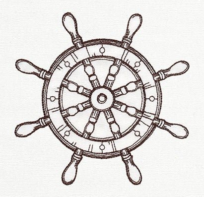 Nauticus - Ship's Wheel Embroidered Canvas Messenger Bag