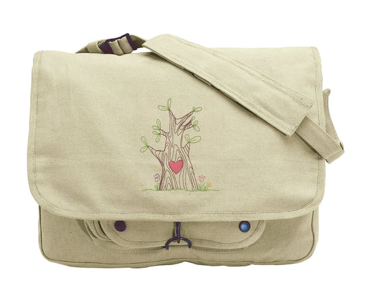 Heartwood Embroidered Canvas Messenger Bag