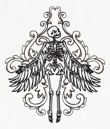 Toile Noir - Skeleton Embroidered Canvas Messenger Bag