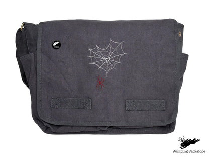 Web of Love Design Embroidered Classic Canvas Messenger Bag