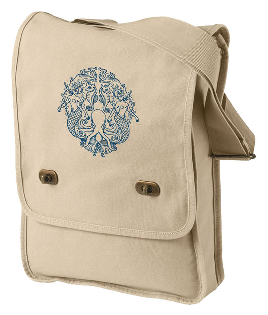Creatures of the Sea Embroidered Canvas Field Bag