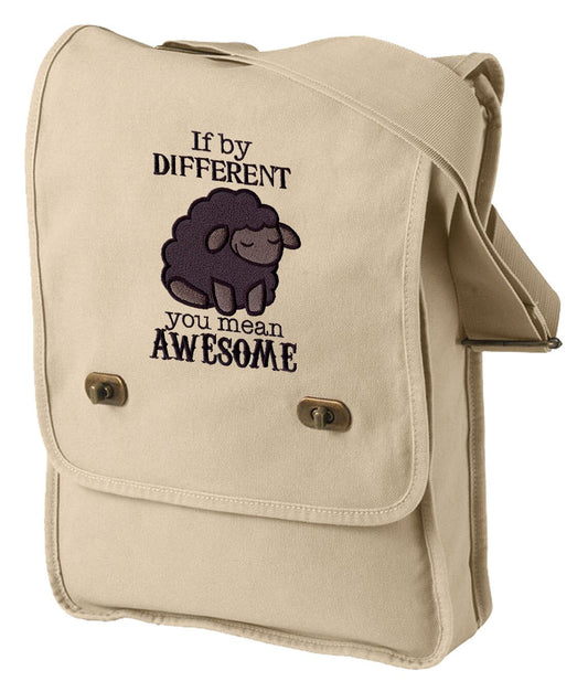 Awesome Black Sheep Canvas Embroidered Field Bag