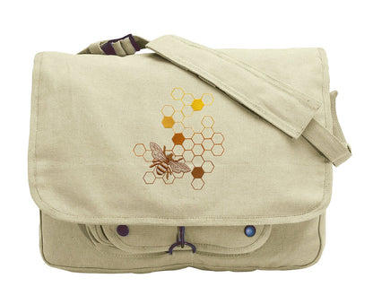 Sweet as Honey Honeybee Embroidered Canvas Messenger Bag